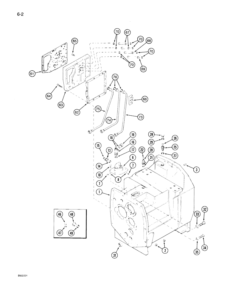 Схема запчастей Case IH 7140 - (6-002) - CLUTCH HOUSING, PRIOR TO TRANSMISSION S/N AJB0055133 (06) - POWER TRAIN