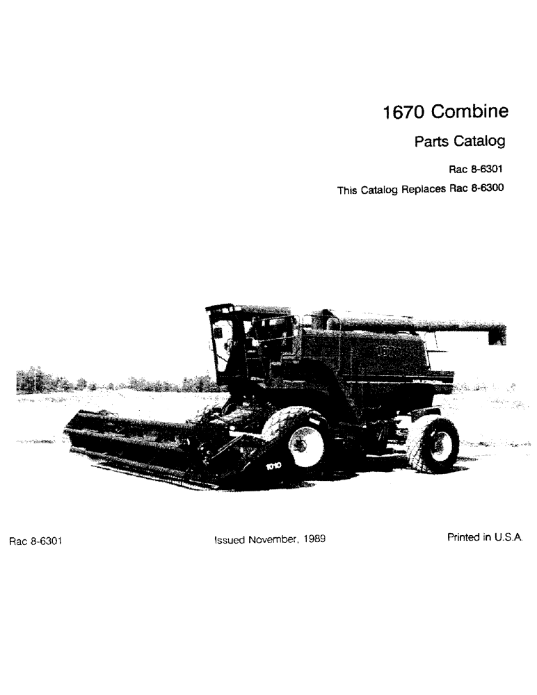 Схема запчастей Case IH 1670 - (1-01) - 1670 COMBINE (00) - PICTORIAL INDEX