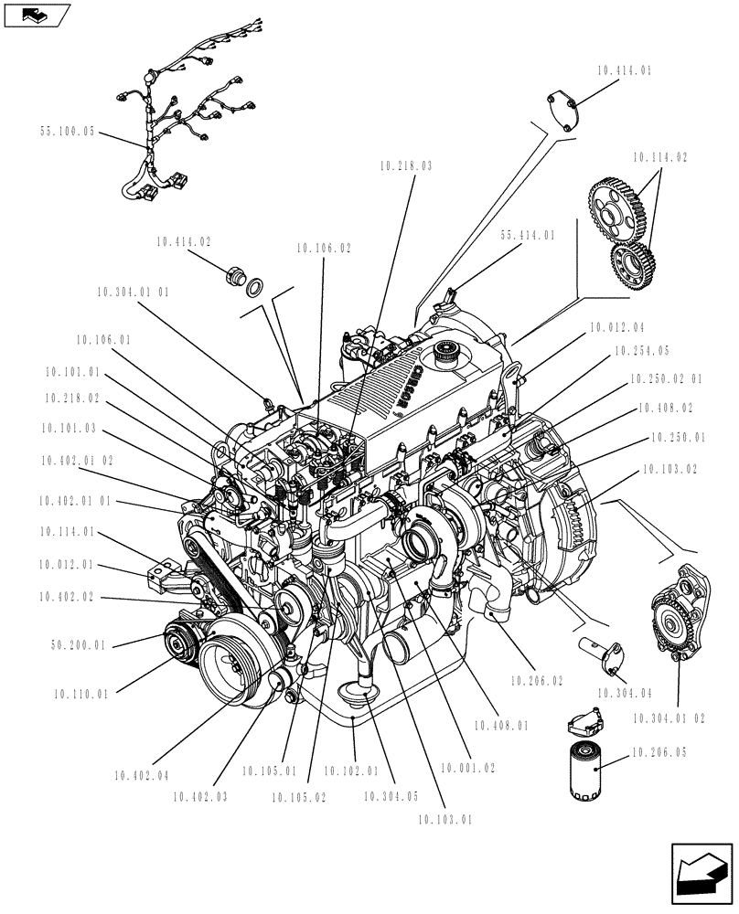 Схема запчастей Case IH F2CFE613A A016 - (10.000.01[01]) - ENGINE (5801454650) (10) - ENGINE
