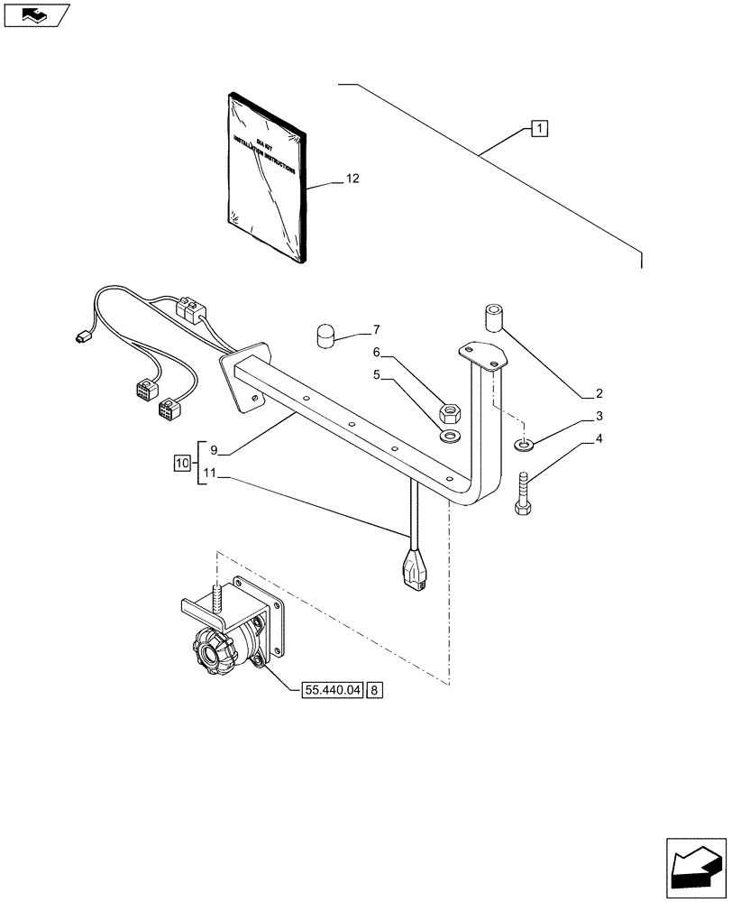 Схема запчастей Case IH PUMA 170 - (88.055.18) - DIA KIT - BALER BAR MOUNTING (88) - ACCESSORIES