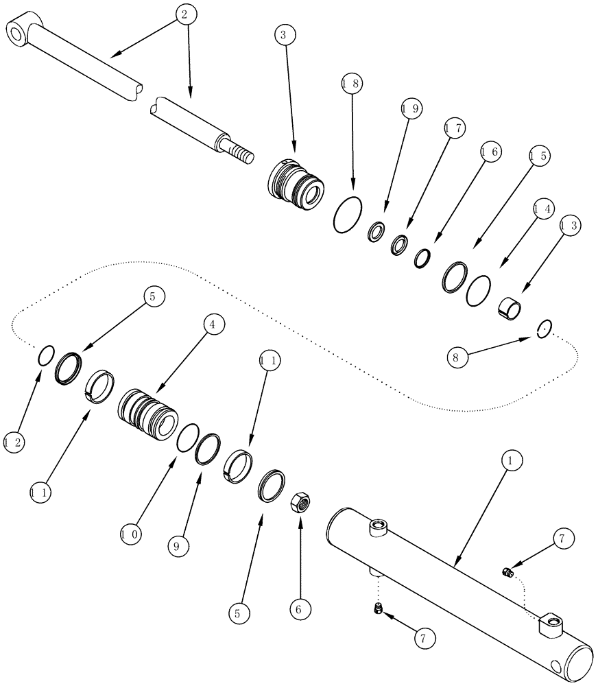 Схема запчастей Case IH 2555 - (08-41A) - BASKET DOOR CYLINDER - ASN JFG010001 (07) - HYDRAULICS