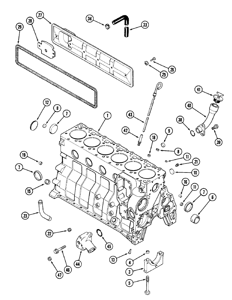 Схема запчастей Case IH 2096 - (2-024) - CYLINDER BLOCK, 6TA-590 DIESEL ENGINE (02) - ENGINE