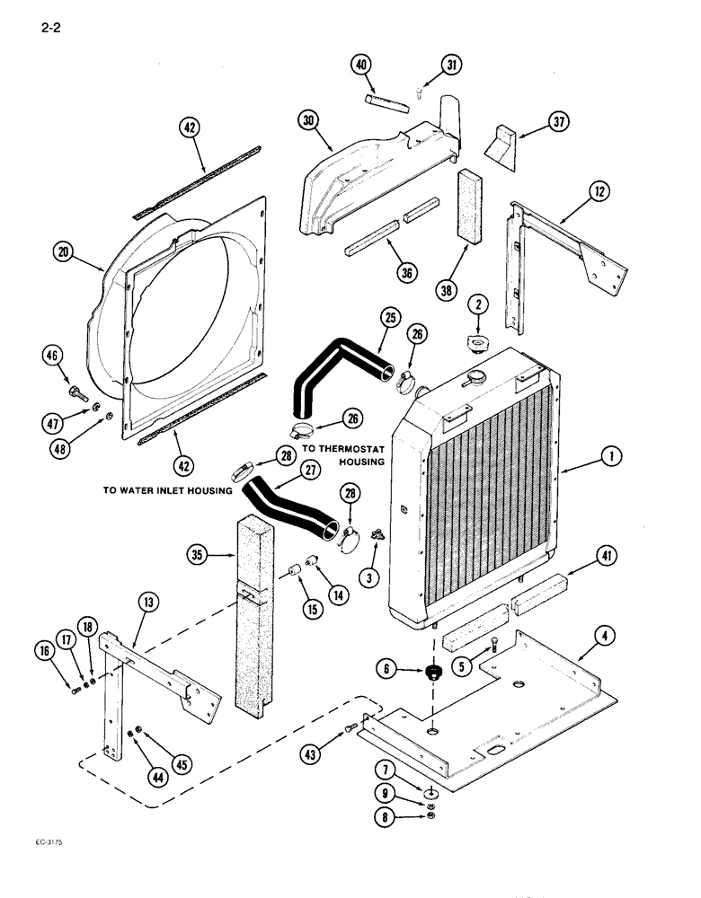 Схема запчастей Case IH 1896 - (2-02) - RADIATOR AND ATTACHING PARTS, 6T-590 ENGINE (02) - ENGINE