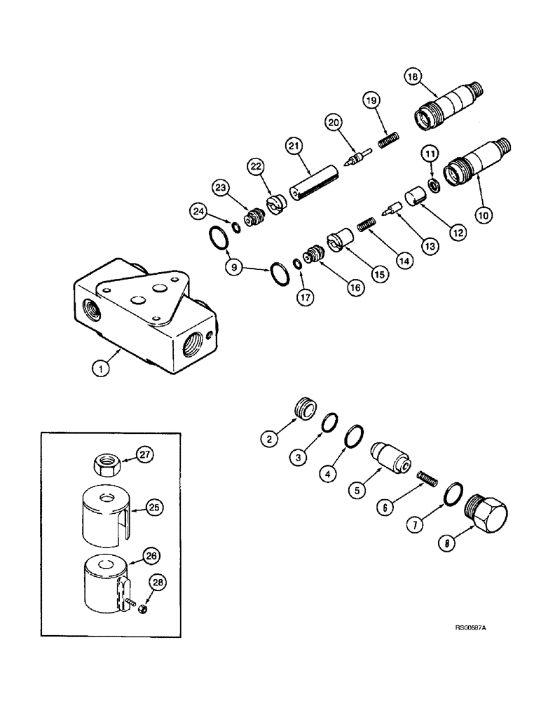 Схема запчастей Case IH 1680 - (8-40) - UNLOAD/SINGLE BI-DIRECTIONAL VALVE, FOR REEL LIFT, 107981A3 (07) - HYDRAULICS