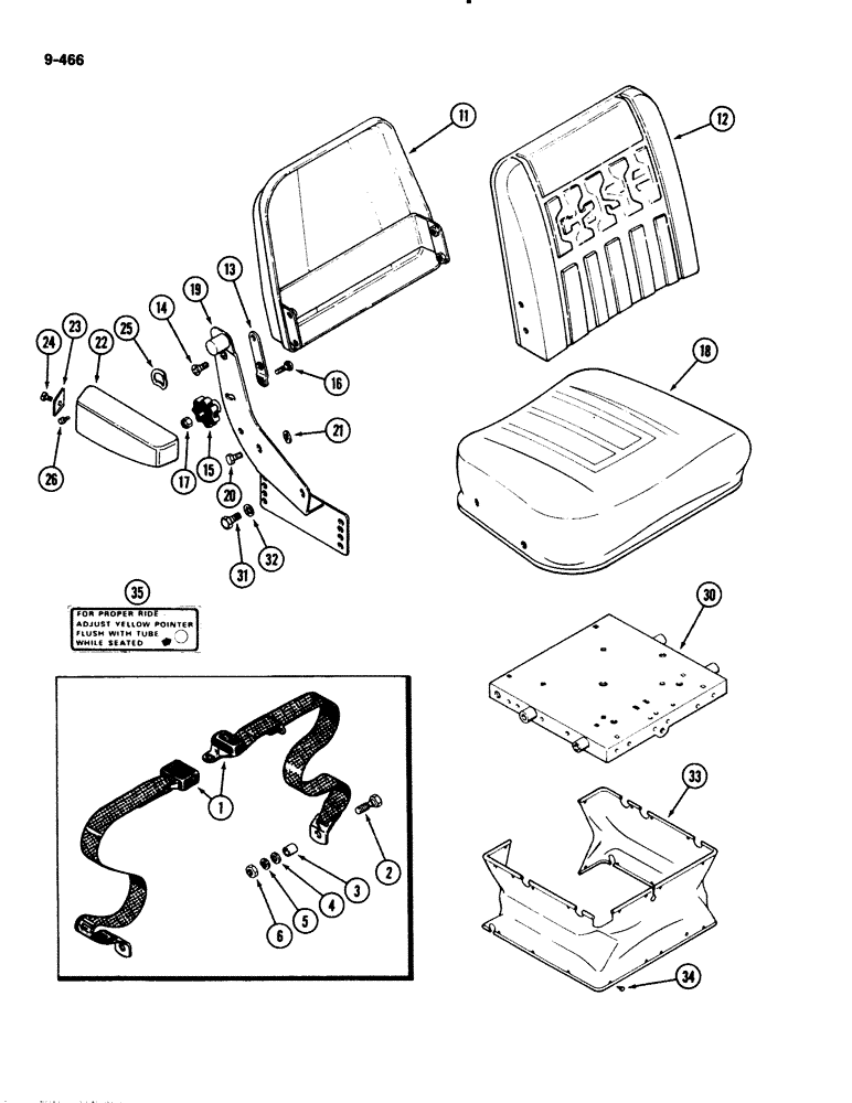 Схема запчастей Case IH 2294 - (9-466) - SEAT BELT, VINYL SEAT (09) - CHASSIS/ATTACHMENTS