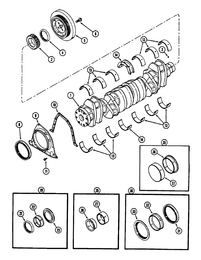 Схема запчастей Case IH 9130 - (04-24) - CRANKSHAFT, 6TA-830 ENGINE (04) - Drive Train