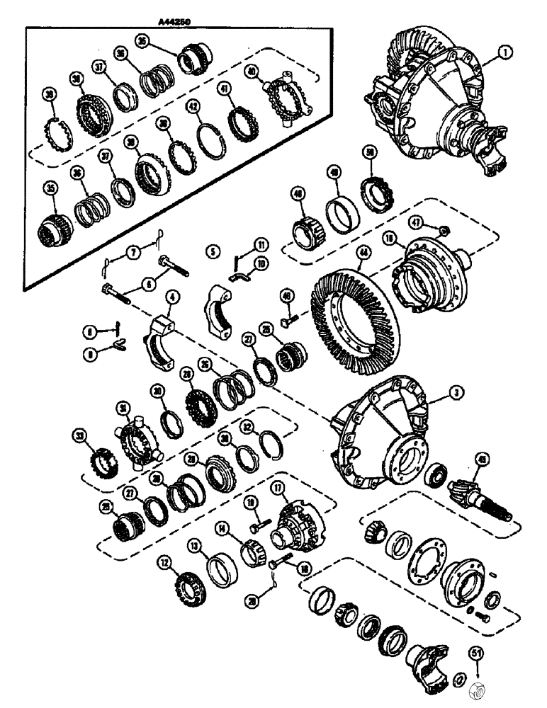 Схема запчастей Case IH 2470 - (146) - REAR AXLE DIFFERENTIAL CARRIER ASSEMBLY, NO SPIN TYPE, USED PRIOR TO TRACTOR S/N. 8692421 (06) - POWER TRAIN