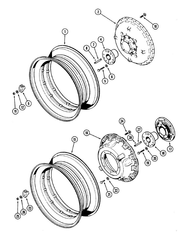 Схема запчастей Case IH 2594 - (6-076) - REAR WHEELS, SOLID CAST WITH 42 INCH RIMS (06) - POWER TRAIN