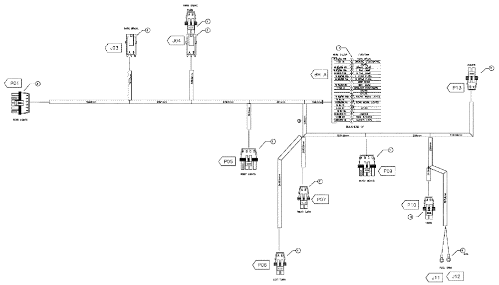 Схема запчастей Case IH 3150 - (12-015) - HARNESS, FRAME LIGHTS (06) - ELECTRICAL