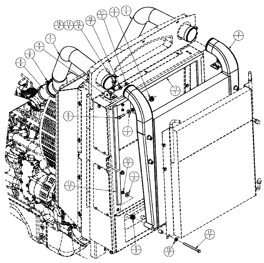 Схема запчастей Case IH TITAN 3520 - (02-015) - CHARGE AIR SYSTEM (01) - ENGINE