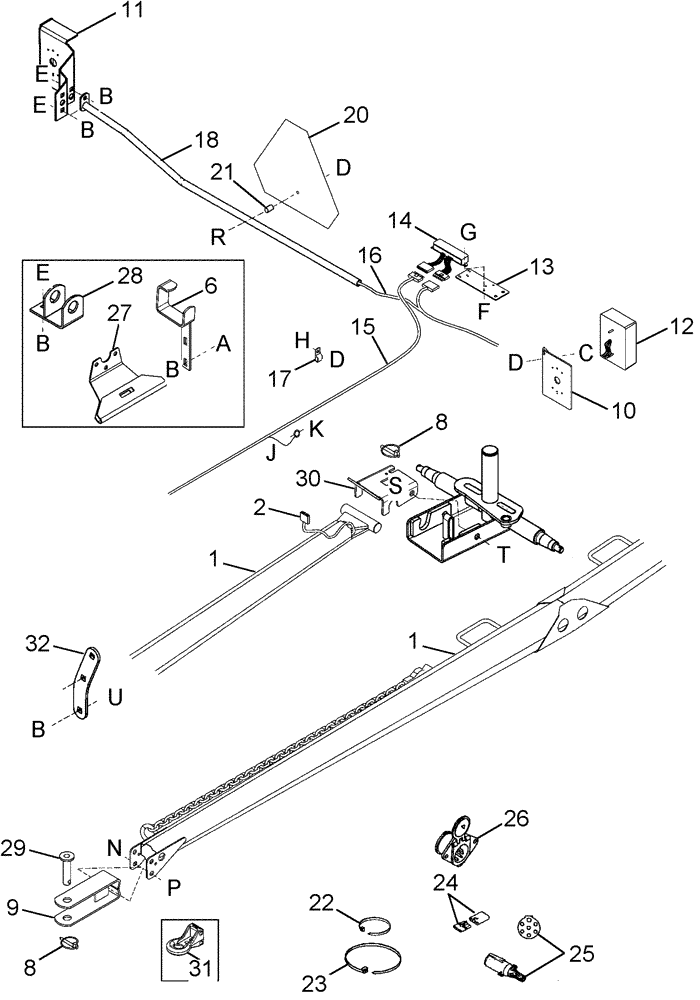 Схема запчастей Case IH 2062 - (09-25) - TRANSPORT OPTION HITCH AND LIGHTS (03) - CHASSIS/MOUNTED EQUIPMENT