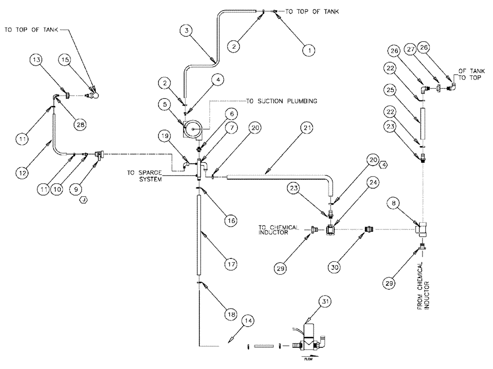 Схема запчастей Case IH 3150 - (09-004) - PRESSURE PLUMBING, SPHERICAL Liquid Plumbing