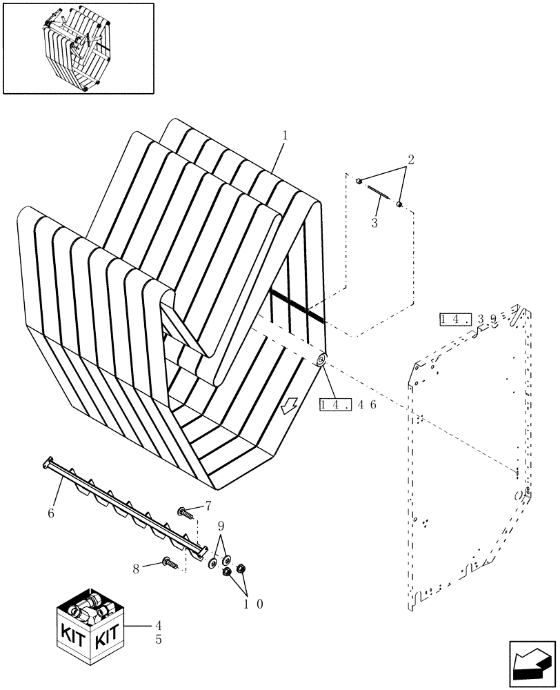 Схема запчастей Case IH RBX563 - (14.06) - LACED CHEVRON BELT (14) - BALE CHAMBER