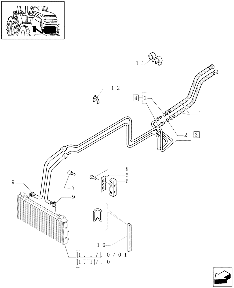 Схема запчастей Case IH MAXXUM 115 - (1.29.7[01]) - TRANSMISSION 12X12 - OIL COOLER AND PIPES (03) - TRANSMISSION