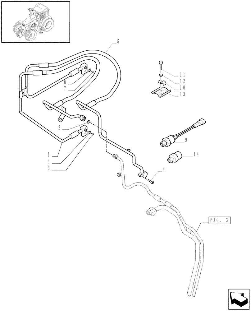 Схема запчастей Case IH MAXXUM 115 - (1.94.3/02[04A]) - AIR CONDITIONING SYSTEM PIPES - D5549 - C6663 (10) - OPERATORS PLATFORM/CAB