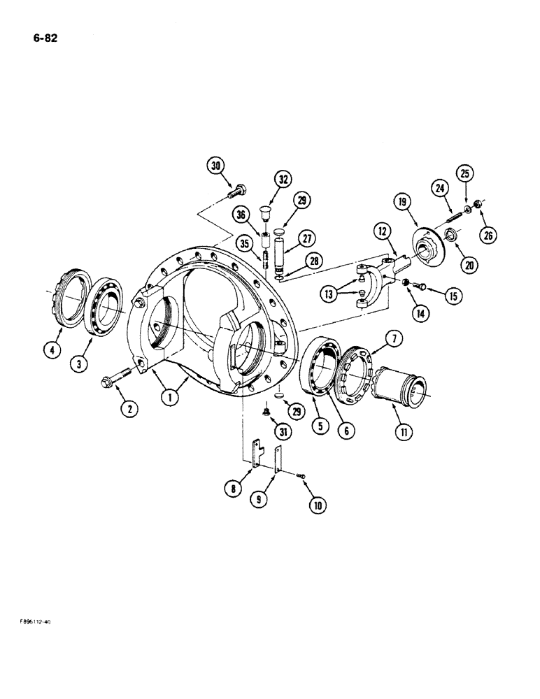 Схема запчастей Case IH 9170 - (6-82) - AXLE ASSEMBLY, DIFFERENTIAL HOUSING, K598.85/95 SERIES (06) - POWER TRAIN