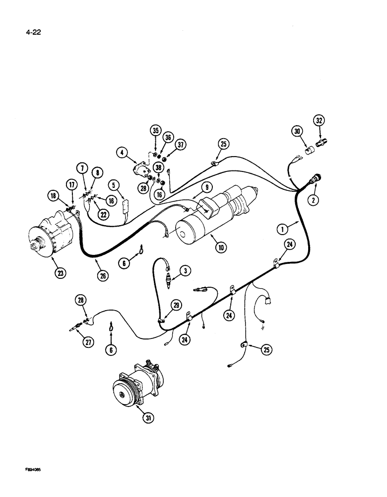 Схема запчастей Case IH 9280 - (4-022) - ENGINE HARNESS P.I.N. JCB0028400 & AFTER (04) - ELECTRICAL SYSTEMS