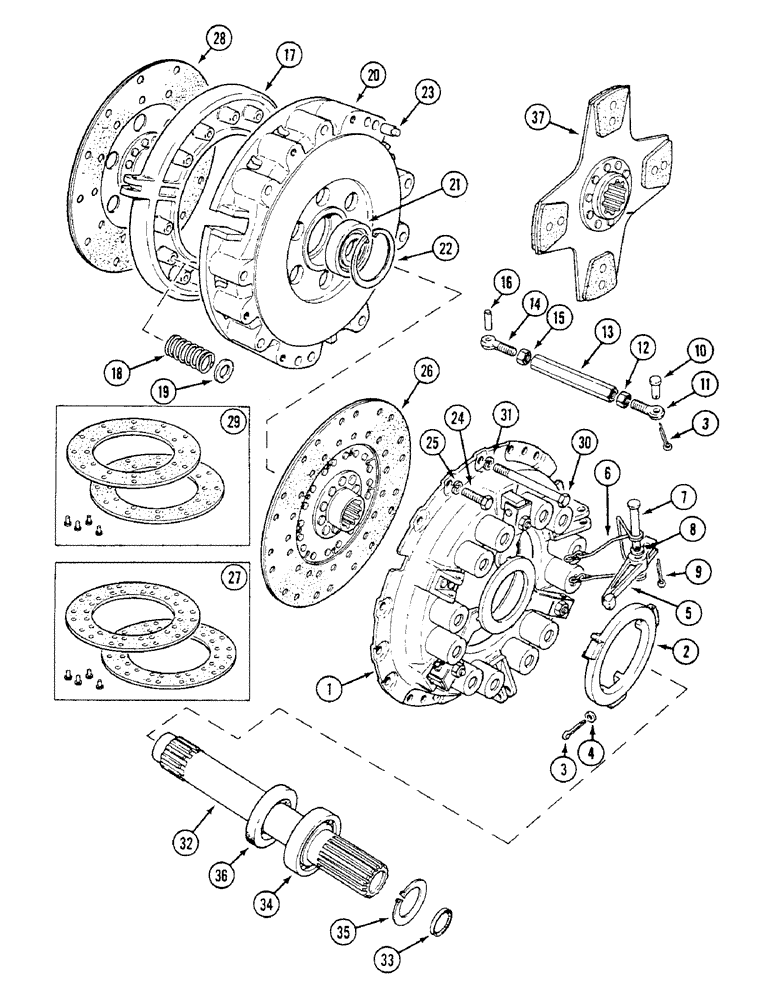 Схема запчастей Case IH 1294 - (6-132) - INDEPENDENT CLUTCH ASSEMBLY - BORG AND BECK, PRIOR TO P.I.N. 11059299 (06) - POWER TRAIN