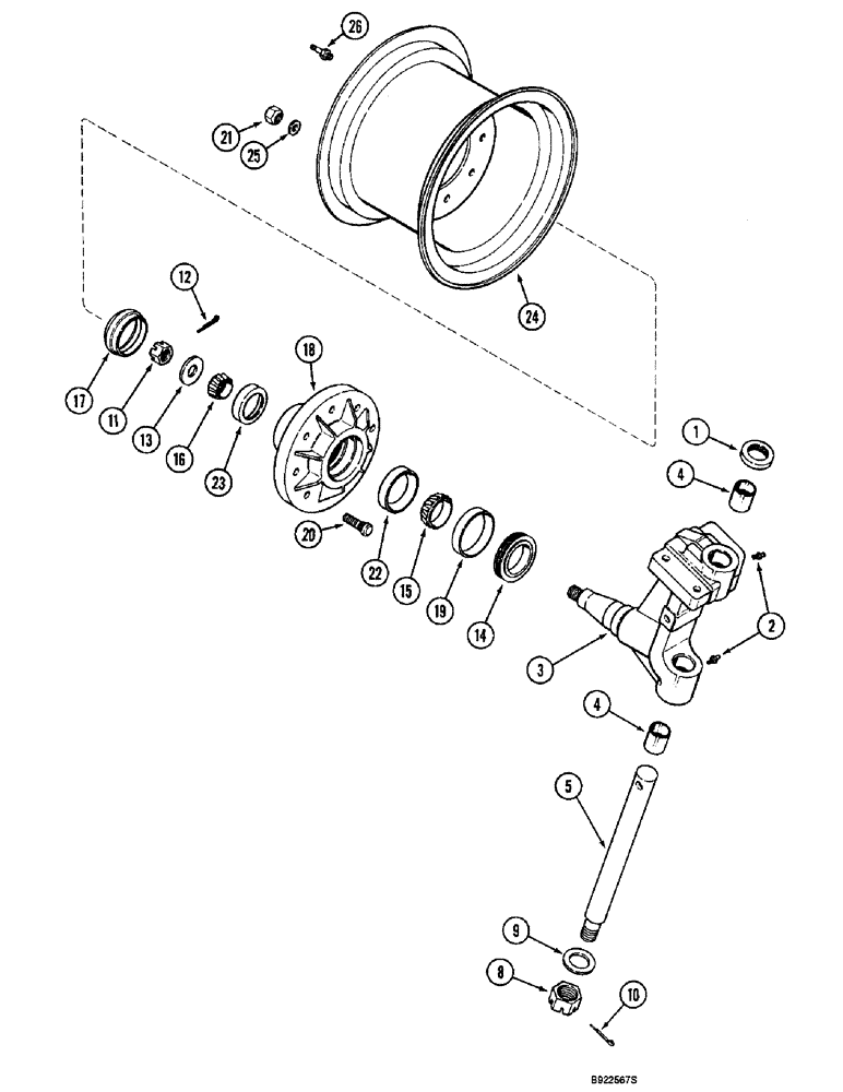 Схема запчастей Case IH 2188 - (5-16) - STEERING KNUCKLE, HUB AND WHEELS (04) - STEERING