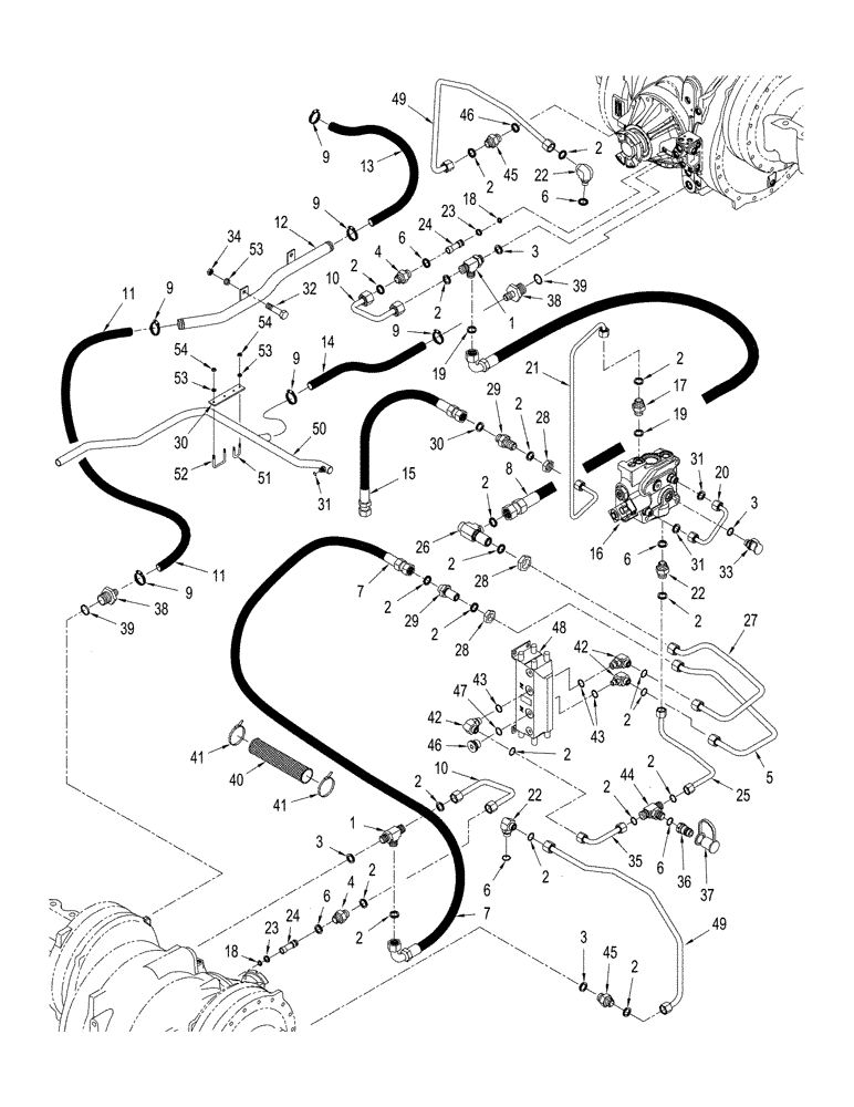 Схема запчастей Case IH STEIGER 535 - (08-12) - 500 SERIES AXLE HYDRAULICS - LUBRICATION CIRCUIT, QUADTRAC TRACTOR (08) - HYDRAULICS