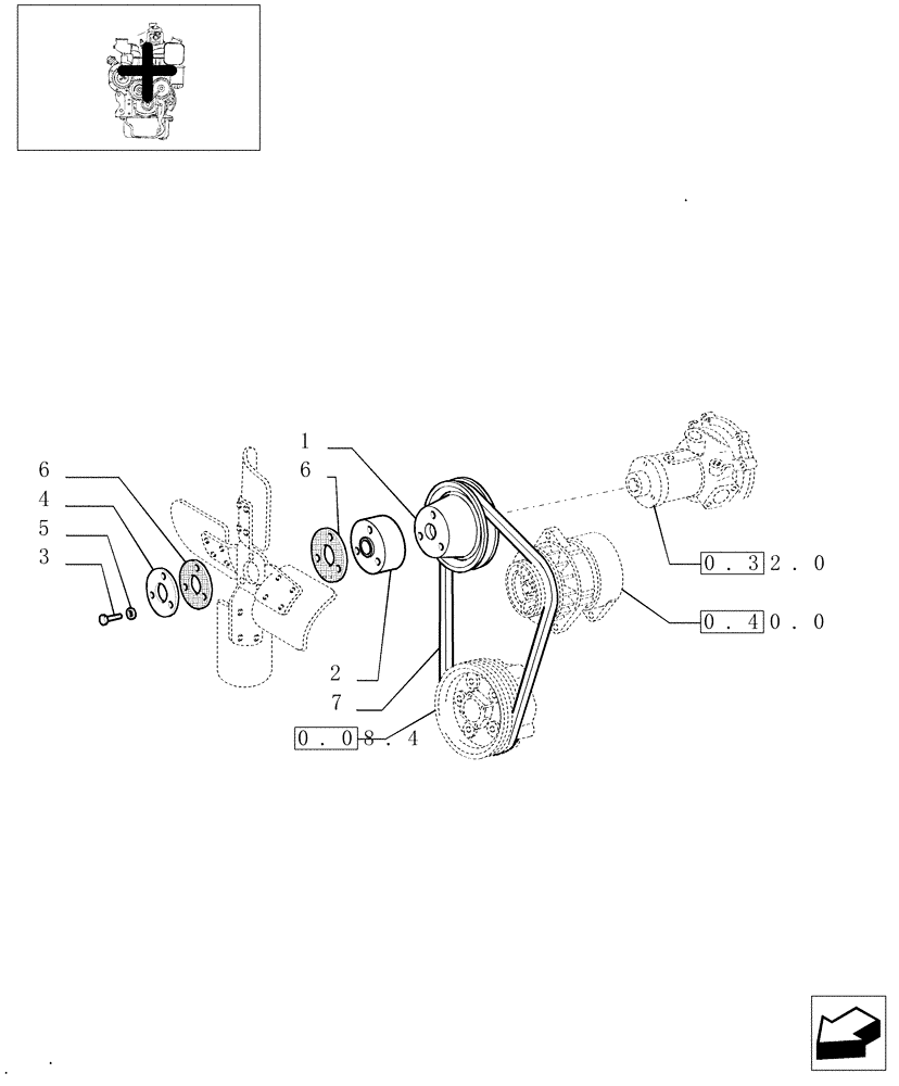 Схема запчастей Case IH JX75 - (0.34.7/04) - FAN (AFTER S/N 13287) (01) - ENGINE