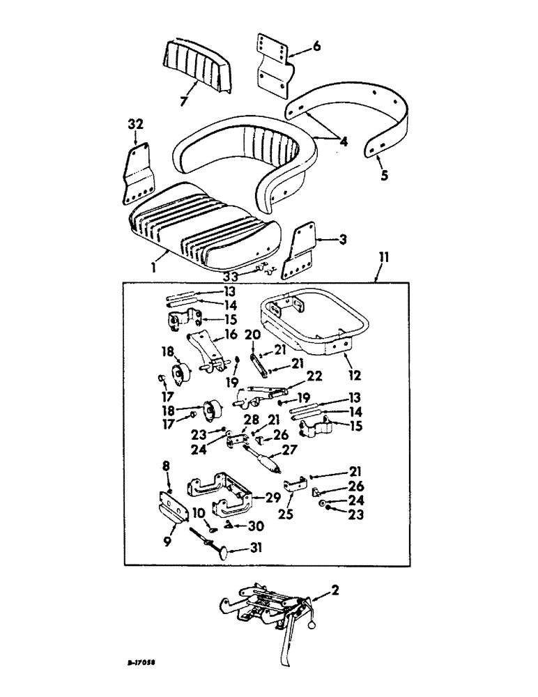 Схема запчастей Case IH 756 - (M-02) - SEATS AND MISCELLANEOUS, VERTICAL ACTING SEAT (10) - OPERATORS PLATFORM