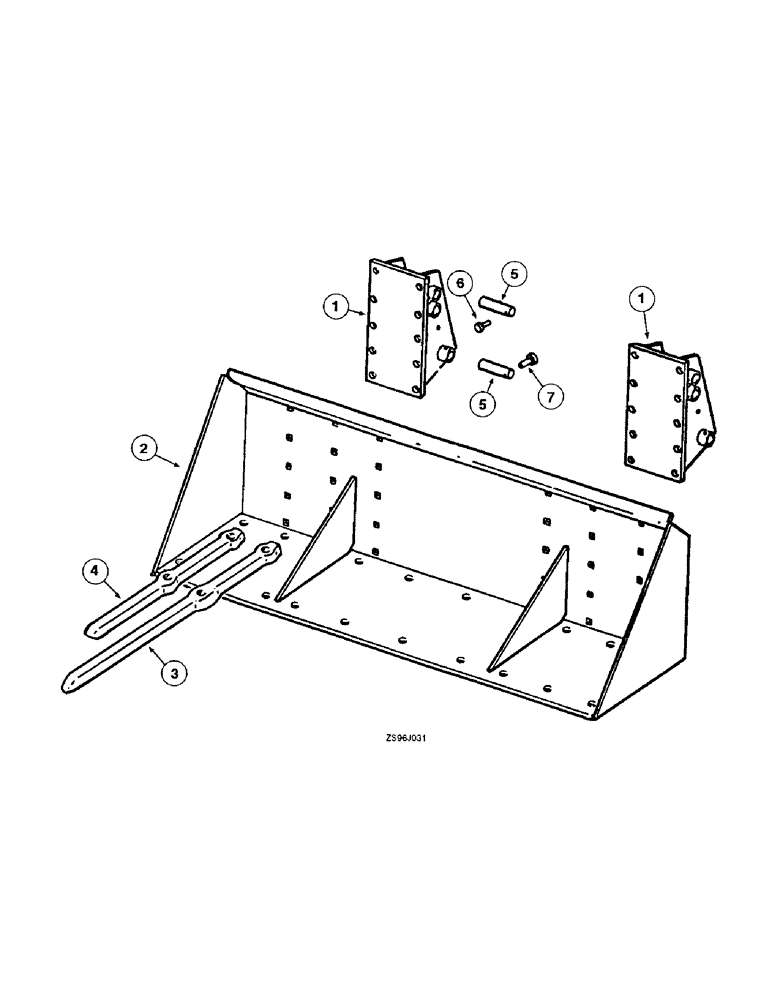 Схема запчастей Case IH 2350 - (3-18) - MANURE BUCKET, WITH TWO PIECE MOUNTING BRACKETS 