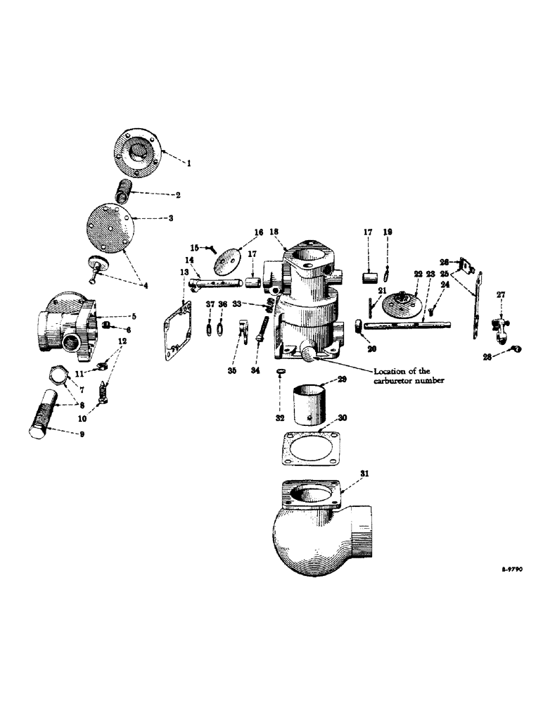 Схема запчастей Case IH 300 - (051) - CARBURETED ENGINE, CARBURETOR, FOR LIQUEFIED PETROLEUM GAS BURNING ENGINE (01) - ENGINE