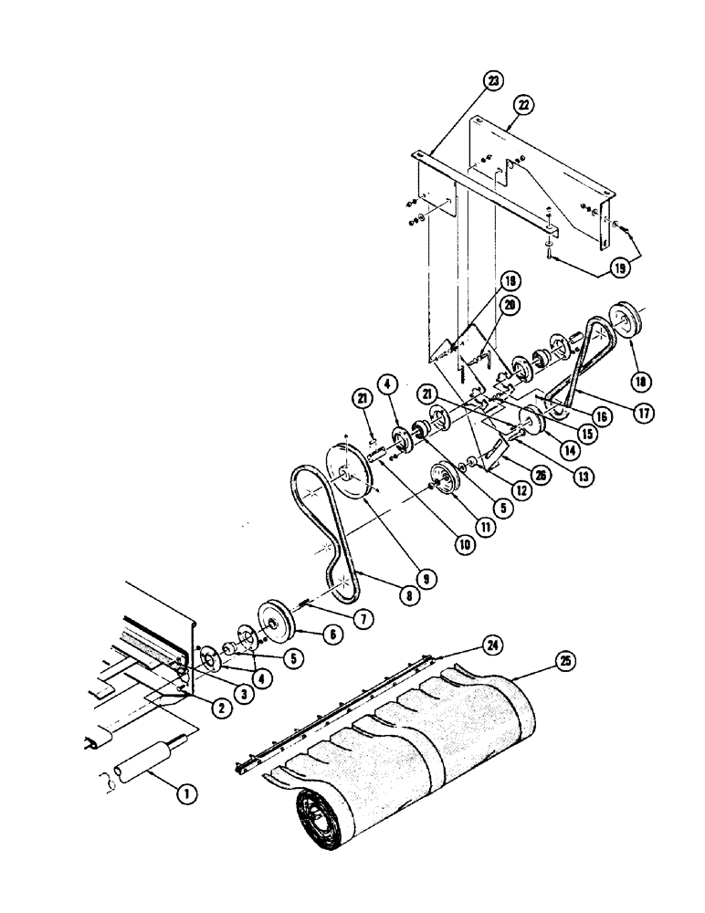 Схема запчастей Case IH 1255 - (135C) - DOUBLE WINDROW ATTACHMENT 14 FT. (CONTD), DRAPER AND DRIVE (58) - ATTACHMENTS/HEADERS