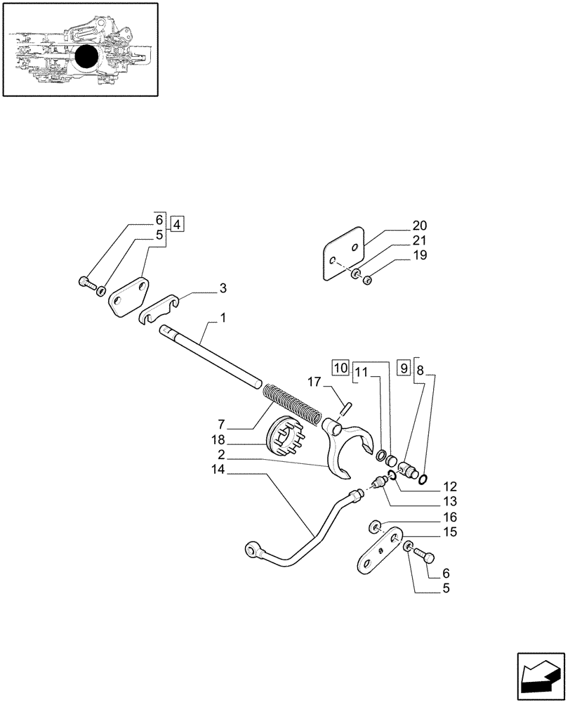 Схема запчастей Case IH JX1075C - (1.32.6/02[01]) - (VAR.838-839) FRONT PTO LIFT - FORKS (03) - TRANSMISSION