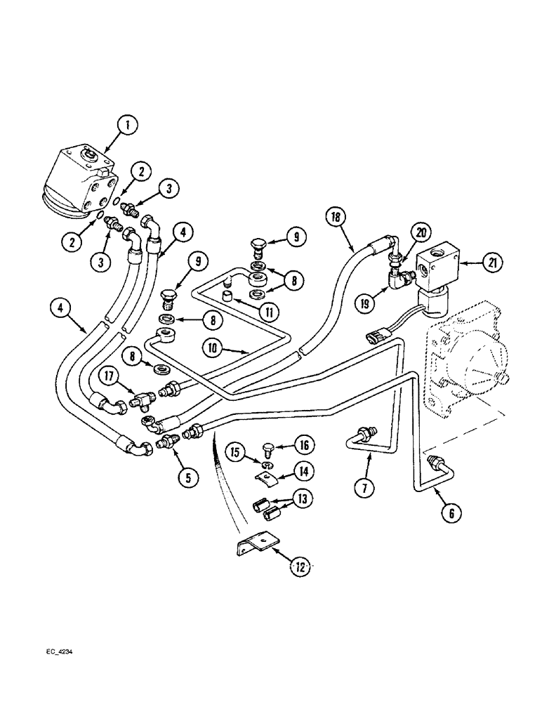 Схема запчастей Case IH 3220 - (5-018) - POWER STEERING TUBES, REAR, 2 WHEEL DRIVE TRACTORS WITH CAB (05) - STEERING