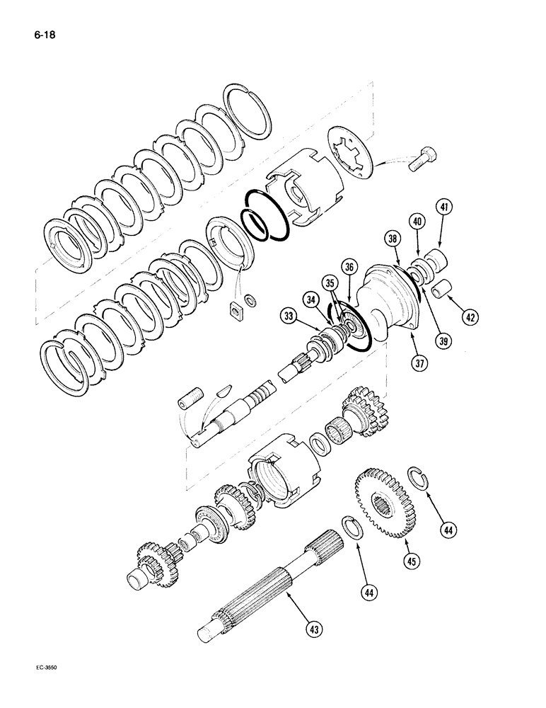 Схема запчастей Case IH 395 - (6-018) - SPEED TRANSMISSION, 2 SPEED POWER SHIFT ATTACHMENT (CONTD) (06) - POWER TRAIN