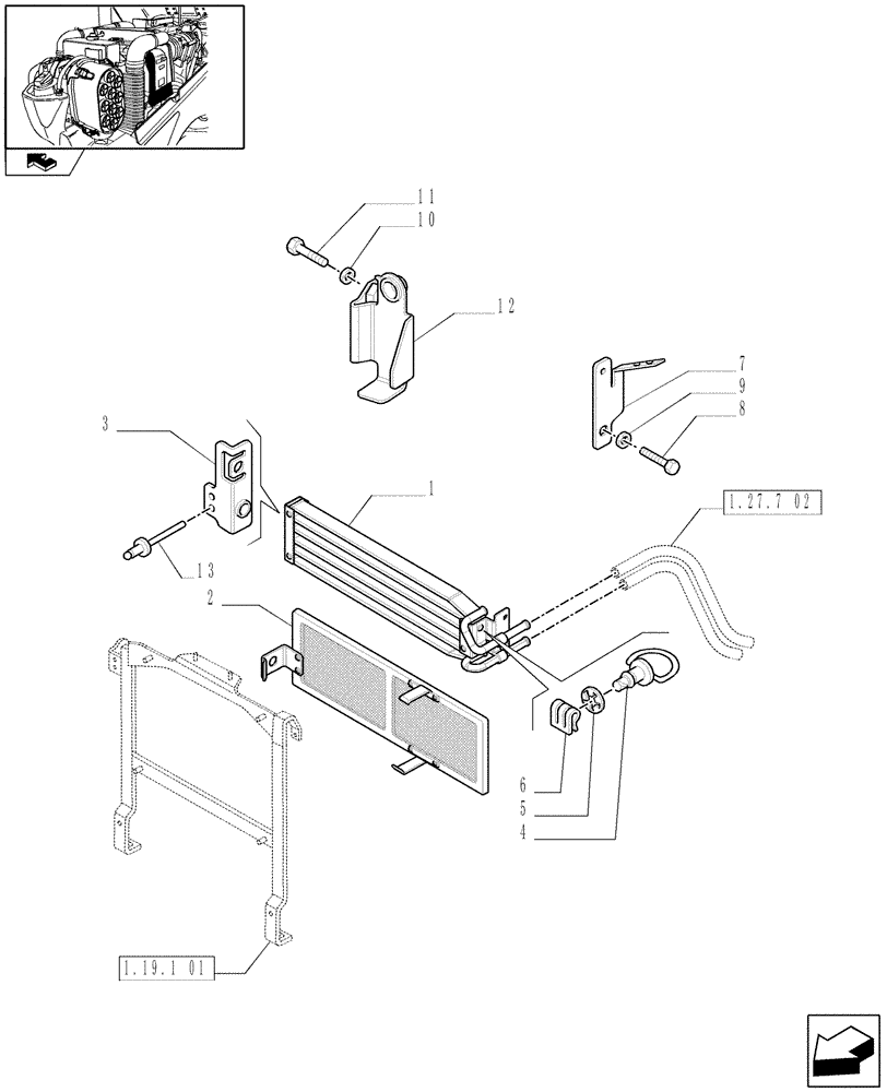 Схема запчастей Case IH FARMALL 75N - (1.27.7[01]) - PUMP AND OIL COOLER - RADIATOR (VAR.335823-336823 / 743524; VAR.334823) (03) - TRANSMISSION