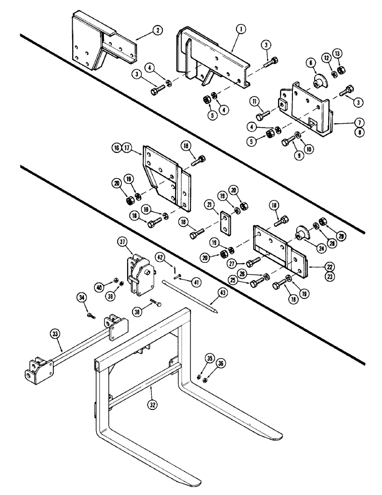 Схема запчастей Case IH 65 - (06) - MOUNTING BRACKETS, 1210, 1212, 1410 AND 1412 TRACTORS, 990, 995 SWD TRACTORS (82) - FRONT LOADER & BUCKET