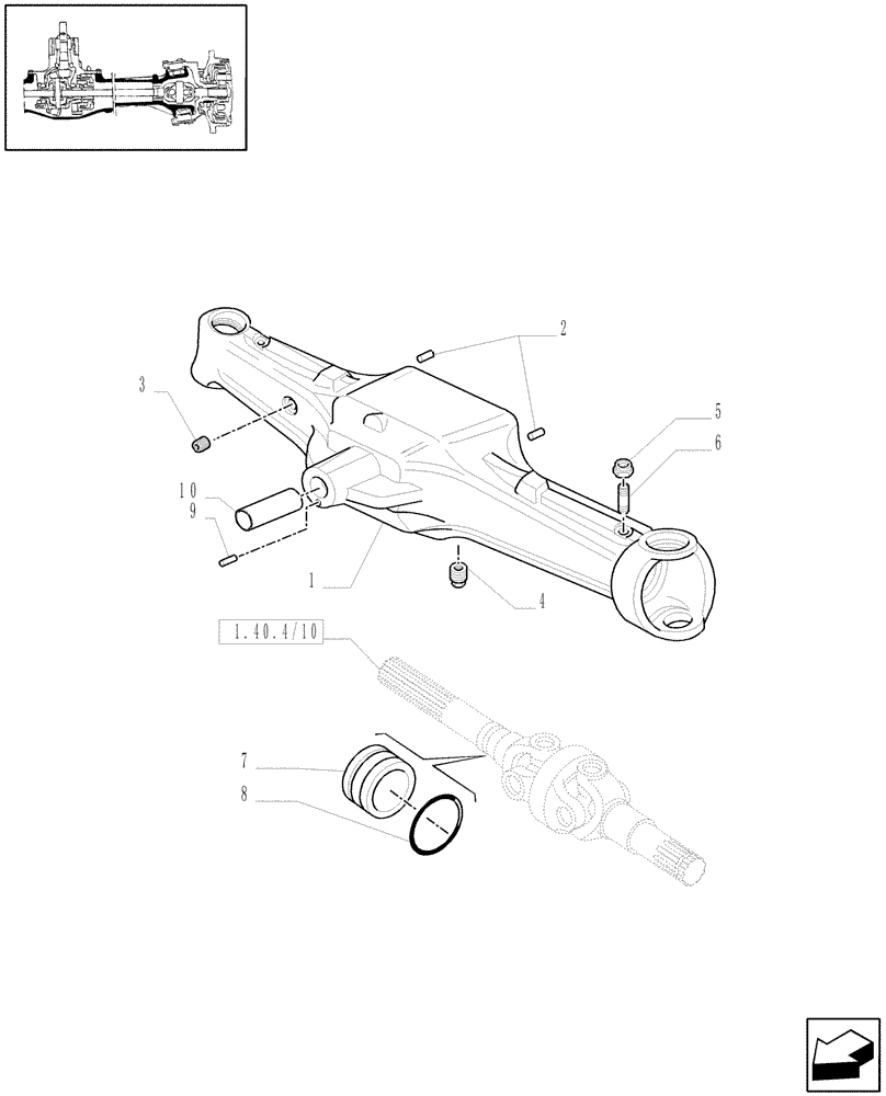 Схема запчастей Case IH JX1075C - (1.40.4/01[01]) - (VAR.324) STANDARD FRONT AXLE W/LOCK, DIFFERENTIAL MEC. W/FRONT BRAKE (40KM/H) - BOX (04) - FRONT AXLE & STEERING