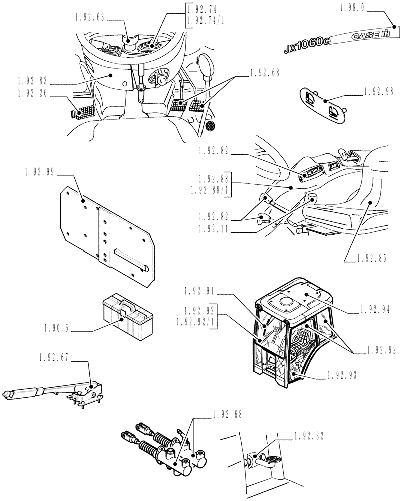 Схема запчастей Case IH JX1060C - (SEC. 10) - DRIVERS COMPARTMENT (00) - GENERAL