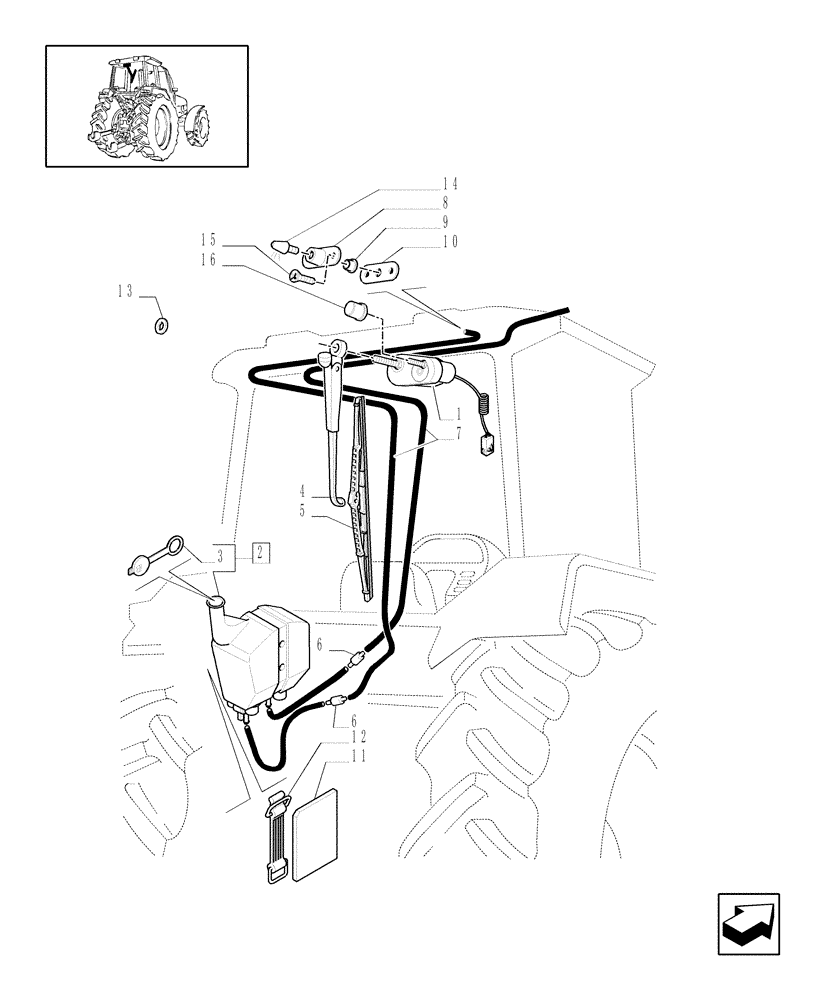 Схема запчастей Case IH JX1075C - (1.92.91/01) - (VAR.089) REAR WINDSHIELD WIPER - D5319 (10) - OPERATORS PLATFORM/CAB