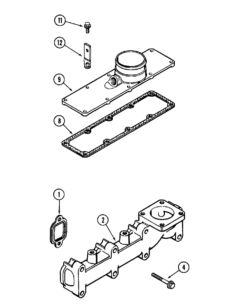 Схема запчастей Case IH 6000 - (2-38) - MANIFOLDS EXHAUST, 4-390 ENGINE (02) - ENGINE