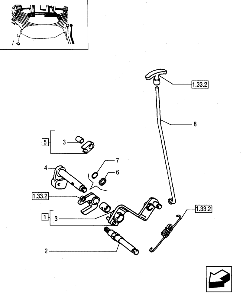 Схема запчастей Case IH JX80 - (1.33.2/02) - (VAR.650) FRONT BRAKE - LEVER AND TIE-ROD (04) - FRONT AXLE & STEERING