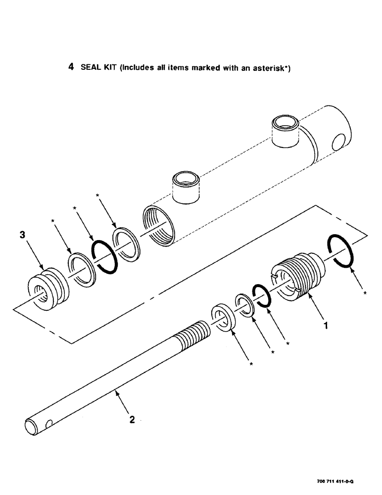 Схема запчастей Case IH 8455T - (8-36) - HYDRAULIC CYLINDER ASSEMBLY, 700711411 HYDRAULIC CYLINDER COMPLETE, 1INCH BORE X 3 INCH STROKE (07) - HYDRAULICS