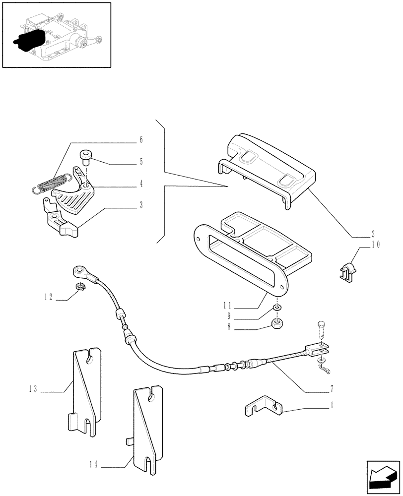 Схема запчастей Case IH JX80 - (1.82.5[03A]) - LIFT CONTROLS - LEVERS AND FLEXIBLE CABLE - D6492 (07) - HYDRAULIC SYSTEM