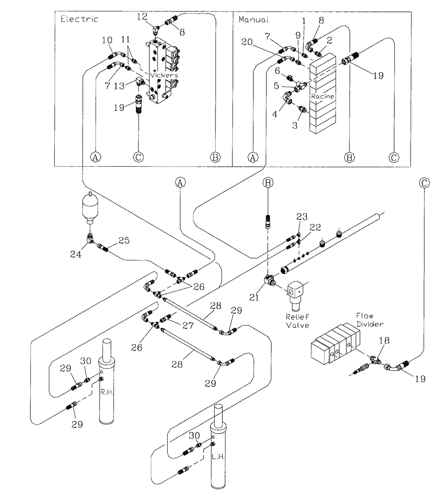 Схема запчастей Case IH 7700 - (B11[06]) - HYDRAULIC CIRCUIT,  BASECUTTER LIFT 7700 Hydraulic Components & Circuits