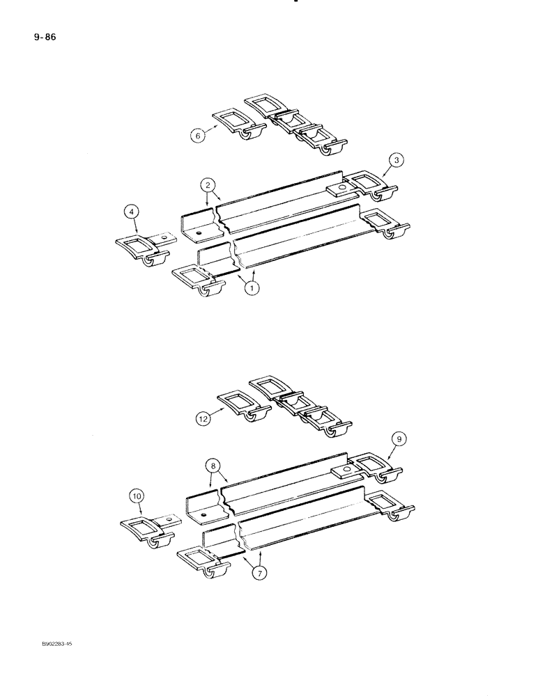 Схема запчастей Case IH 540 - (9-086) - APRON CHAIN, HEAVY DUTY LOCK TYPE, LINKS WITH INSIDE EDGES PARALLEL, MODEL 550 ONLY (09) - CHASSIS/ATTACHMENTS