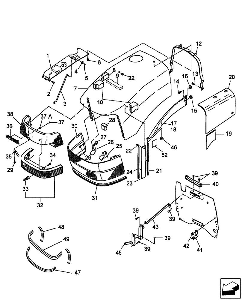 Схема запчастей Case IH DX55 - (08.02) - HOOD (08) - SHEET METAL