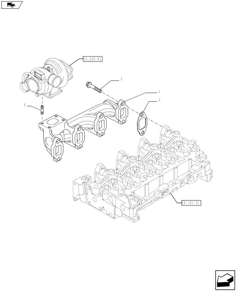 Схема запчастей Case IH F4CE9484L J602 - (10.254.05) - EXHAUST MANIFOLD (2852967) (10) - ENGINE