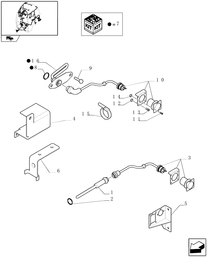 Схема запчастей Case IH PUMA 140 - (1.91.4/01[01A]) - ENGINE BLOCK AND TRANSMISSION HEATER, 110 V - D6470 (VAR.330205) (10) - OPERATORS PLATFORM/CAB