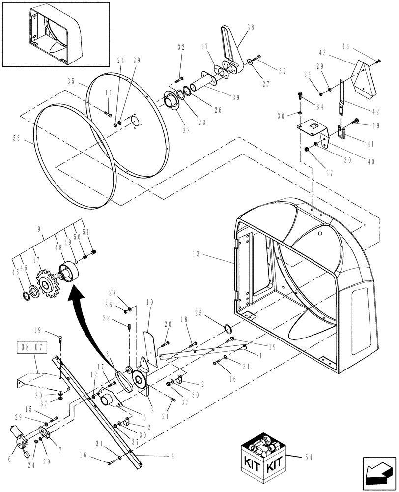 Схема запчастей Case IH WD2303 - (08.06) - ROTARY SCREEN, 6-CYL (08) - SHEET METAL