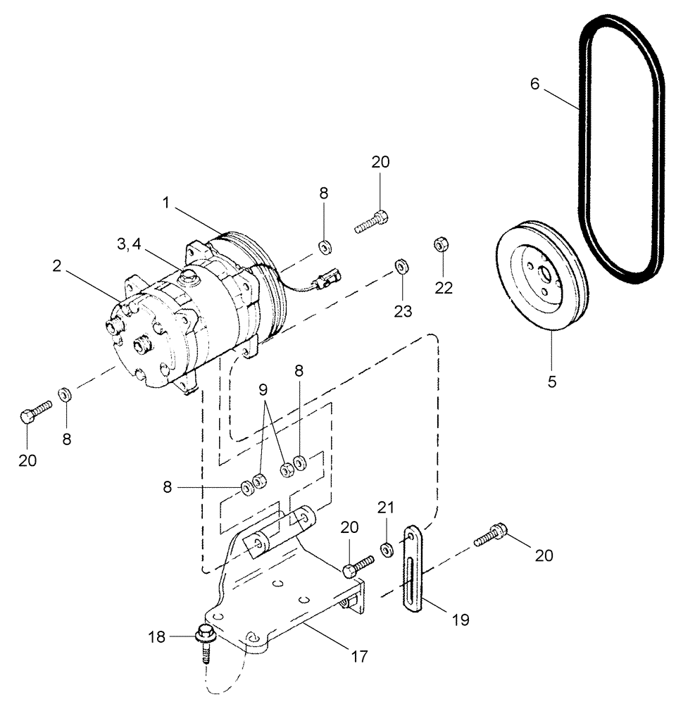 Схема запчастей Case IH CPX420 - (09E-20) - AIR CONDITIONING SYSTEM - COMPRESSOR MOUNTING AND DRIVE (10) - CAB & AIR CONDITIONING