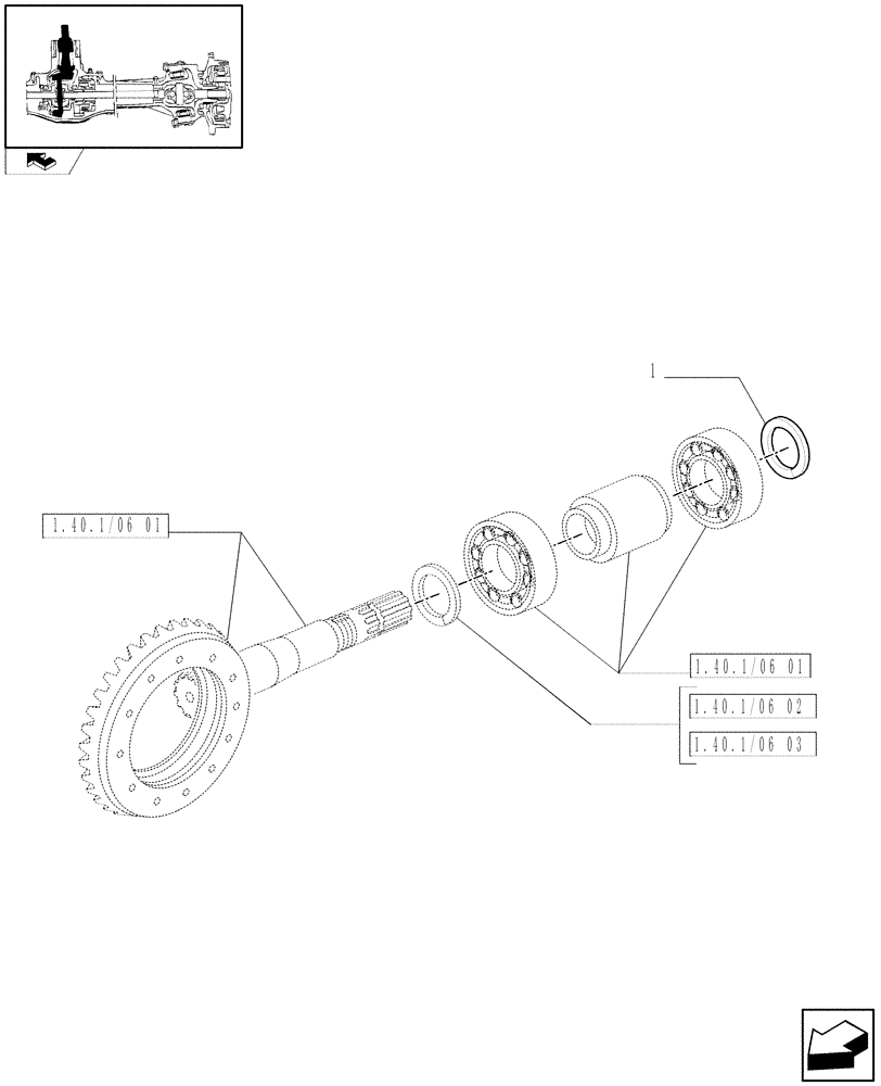 Схема запчастей Case IH FARMALL 80 - (1.40.1/06[04]) - 4WD FRONT AXLE - BEVEL GEAR/PINION SET - SHIMS (04) - FRONT AXLE & STEERING