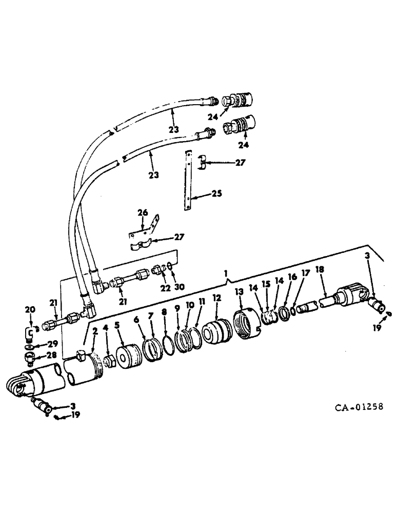 Схема запчастей Case IH 155 - (AQ-8) - HYDRAULIC CYLINDER AND CONNECTIONS, 3-1/2 X 12 DOUBLE ACTING, PRODUCT GRAPHICS 